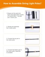 4 Pack 10Ft String Light Poles for Outside, Thickened Metal Lights Hanger Pole Outdoor with Fork, Lighting Hanging Post Accessories for Patio Decor Garden Backyard Yard Front Porch Outside Decorations - Image 8