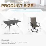 7-Piece Outdoor Dining Set, 6 Swivel Chairs＆63.5‘’ Rectangular Table All Weather Frame Furniture Set - Tan Grey Style1 - Image 4