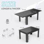 Extendable Dining Room Table for 6-10 Person, Plank and Beam Farmhouse Large Rectangular Kitchen Tables for Living Meeting Room (Black) - Image 3