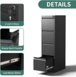 4 Drawer File Cabinet with Lock,Metal Vertical Filing Cabinets for Home Office,Heavy Duty File Storage Cabinet for Letter/Legal/A4/F4 Size File,Assembly Require (Black, Vertical 4 Drawer) - Image 6