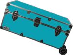 C&N Footlockers - Full-Size Happy Camper Trunk w/Wheels - #1 Summer Camp Trunk - Made in the USA - Steel Footlocker with Lid Stay - 32 x 18 x 13.5 Inches (Mint) - Image 5