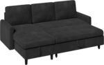 Vongrasig Convertible Sleeper Sofa Bed, Pull Out Couch with Storage, 77" L-Shaped Sofa Bed with Storage Chaise Linen Fabric for Living Room, Apartment, Small Space, Black - Image 8