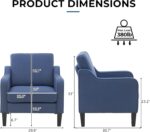 VINGLI Mid Century Modern Accent Chair,Navy Blue Fabric for Living Room Upholstered Armchair with Scooped Arms for Bedroom,Apartment,Studio,Office,Waiting Room - Image 3