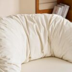 Velvet Accent Chair Modern Barrel Chair with Metal Legs Comfy Armchair Accent Reading Chair for Living Room/Bedroom/Study Room/Home Office,Beige & Brown - Image 7