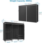 VIPEK V5C Heavy Duty Covered Clothes Rack Portable Bedroom Armoires Rack, Black Metal Clothing Rack with Black Cover, Adjustable Custom Freestanding Closet Wardrobe, Max Load 800LBS - Image 6