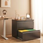 2 Drawer File Cabinet, File Cabinets for Home Office, Printer Stand, File Cabinet with Lock, Lateral Filing Cabinet for A4/Letter/Legal Size File Folders, Assembly Required(Black) - Image 8