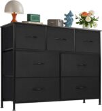 OLIXIS 7 Drawers Dresser for Bedroom, Fabric Storage Tower for Living Room, Entryway - Sturdy Steel Frame, Wooden Top & Easy Pull Fabric Bins, Closet Chests Organizer for Clothes, Black - Image 2