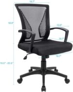 Furmax Office Chair Ergonomic Computer Desk Mesh Chair Mid Back Swivel Lumbar Support with Armrest (1, Black) - Image 4