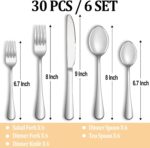MUTNITT 30 Pcs Silverware Set Service for 6,Premium Stainless Steel Flatware Set,Mirror Polished Cutlery Utensil Sets,Durable Kitchen Eating Tableware Sets,Include Fork Knife Spoon,Dishwasher Safe - Image 3