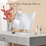 HUONUL Makeup Mirror Vanity Mirror with Lights, 2X, 3X, 10X Magnification, Touch Control, Trifold, White, 9.4"L x 13.4"W, Modern Style, Dresser Mount, Bathroom - Image 3