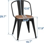 18 Inch Metal Dining Chairs,Arlunar Farmhouse Chairs Set of 4 Black Dining Room Chairs Stackable with Back and Wooden Seat bar stools - Image 4