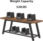 Storage Bench Industrial Rustic Wooden and Metal Entryway Shoe Boots Storage Rack Long Bench Seat for Hallway Bedroom Retro Brown Farmhouse Style - Image 8