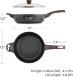 SENSARTE Nonstick Frying Pan Skillet with Lid, 12 Inch Large Deep Frying Pan, 5 Qt Non Stick Saute Pan with Cover, Induction Pan, Healthy Non Toxic Cooking Pan with Helper Handle, PFOA PFOS Free - Image 8
