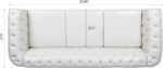 LEVNARY Chesterfield Sofa, Classic Tufted Upholstered Leather Couch, Modern 3 Seater Couch Furniture with Tufted Back for Living Room Office (Cream White) - Image 3