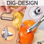 Vegetable Peeler, Potato Peelers for Kitchen Stainless Steel Multi-function Set Fruit Peeler For Kitchen and Household Tools Y & I Shape Swivel Blades with ​2 Orange Citrus Peelers - Image 6