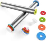 Rolling Pin and Silicone Baking Pastry Mat Set, Stainless Steel Dough Roller, Rolling Pins with Adjustable Thickness Rings, for Baking Fondant, Pizza, Pie, Pastries, Pasta, Cookies - Image 3
