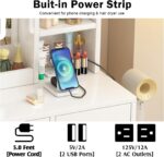 Vanity Desk with Mirror and Lights, 4 Drawers & Benches Vanity Desk Set, 3 Color Lighting Modes Adjustable Brightness Vanity for Bedroom Makeup Table - Image 5