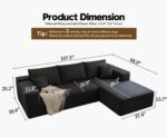 107.5" Cloud Sectional Couch with L-Shape Chaise,Modern Modular Sofa with Deep Seat, Upholstered Couches for Living Room Bedroom Apartments,No Assembly Required, (Black,Right Facing Chaise) - Image 3