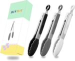 Small Silicone Tongs 7-Inch Mini Serving Tongs, Set of 3 (Black Gray White) - Image 6