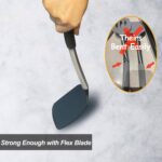 2 Pack Spatulas, Solid & Slotted Silicone Spatula Set, Stainless Steel Handle Coated with Silicone, Non Stick Turners, Heat Resistant Rubber Spatulas for Fish, Eggs, Pancakes, WOK, Black - Image 5