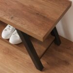 LVB Industrial Entryway Bench, Wood and Metal Storage Bench for Living Dining Room, Farmhouse Indoor Entry Way Shoe Benches Seat, Rustic Oak, 47 Inch Long - Image 5
