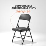 Nazhura 4 Pack Folding Chairs with Padded Cushion and Back, Khaki Metal Chairs with Comfortable Cushion and Durable Steel Frame for Home and Office, for Indoor and Outdoor Events (Black, 4 Pack) - Image 4