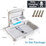 Baby Changing Station Wall Mounted Baby Changing Table Foldable Diaper Changing Unit Commercial Restrooms Horizontal HDPE Meterial with Safrty Strap White Gray - Image 5