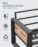 ZANDOR Outdoor Aluminum Patio Furniture - 1 Pcs 3-Seat, All-Weather Metal Modern Outside Sofa with Washable Thick Cushion for Garden/Backyard/Porch, Grey - Image 6