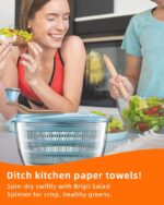 Brigii Salad Spinner, 4.24 Quart Lettuce Spinner with Double Drainage Holes, Salad Dryer for Washing, Spinning, and Draining Greens, Fruits, and Vegetables - Image 7