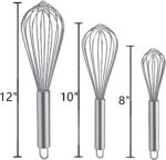 Whisks for Cooking, 3 Pack Stainless Steel Whisk for Blending, Whisking, Beating and Stirring, Enhanced Version Balloon Wire Whisk Set, 8"+10"+12" - Image 8