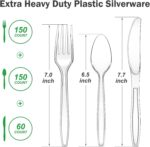 360 Count Extra Heavy Duty Clear Plastic Silverware, 150 Forks, 150 Spoons, 60 Knives, BPA-Free, Heat Resistant, Disposable Plastic Utensils Set, Plastic Cutlery Set, Plasticware Bulk - Image 3