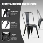 Metal Dining Chairs Set of 2 Iron Stackable Outdoor/Vintage/Kitchen Restaurant Matte Midnight Black - Image 4