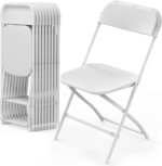 VINGLI 10 Pack White Plastic Folding Chair, Indoor Outdoor Portable Stackable Commercial Seat with Steel Frame 350lb. Capacity for Events Office Wedding Party Picnic Kitchen Dining - Image 2