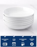 Y YHY Pasta Bowls, 30oz Salad Bowls White Soup Bowls Large Pasta Serving Bowl Porcelain Pasta Plates Wide and Shallow Bowls Set of 6 Microwave Dishwasher Safe Valentines Day Gift - Image 7