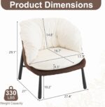 Velvet Accent Chair Modern Barrel Chair with Metal Legs Comfy Armchair Accent Reading Chair for Living Room/Bedroom/Study Room/Home Office,Beige & Brown - Image 2