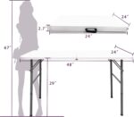 Gocamptoo Folding Table,4ft Indoor Outdoor Heavy Duty Portable Folding Square Plastic Dining Table w/Handle, Lock for Picnic, Party, Camping (4 FT) … - Image 4