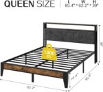 OLEVS Queen Bed Frame Metal Platform Bed Queen Size with 2-Tier Storage & LED Light Headboard, Charging Station Type C, No Box Spring Needed - Image 3