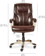 Amazon Basics Executive High Back Office Desk Chair, Adjustable Height, Tilt, Swivel, One Size, Brown/Gold - Image 3