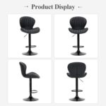 COLAMY Bar Stools Set of 4, Modern Swivel Bar Chairs, Adjustable Faux Leather Upholstered Barstools Counter Height with High Backrest for Bar, Kitchen Island, Dining Room, Black - Image 8
