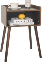 MaxSmeo Nightstand, Mid Century Modern Side Table Bedroom with Storage, Small End Bedside Table with Solid Wood Legs for Living Room, Office Small Spaces (Rustic Brown) - Image 5