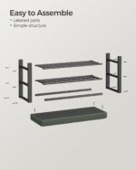 SONGMICS Shoe Bench, Storage Bench, Entryway Bench with Cushion, Shoe Shelf with Seat, Space-Saving, Modern Style, for Living Room, Bedroom, Hallway, Forest Green and Ink Black ULBS057C01 - Image 7