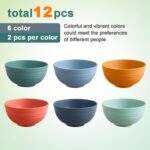 12 Pcs Unbreakable Cereal Bowls Set, 26 Oz Wheat Straw Bowls Set, Microwave & Dishwasher Safe Rice Bowls for Kitchen, Reusable Plastic Bowls for Soup, Salad and Snack, BPA Free, Multicolor - Image 4