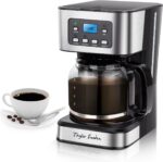 Taylor Swoden 12-Cup Programmable Coffee Maker, Regular & Strong Brew Drip Coffee Machine for Home and Office, Glass Carafe, Pause & Serve, Auto Shut Off, Black & Stainless Steel - Image 2