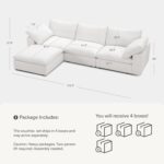 Cloud Couch Oversized Modular Sectional Sofa True Relax Comfy Couches Wide&Deep Seat Sofas for Living Room Metal Frame Furniture Sets, 3 Seater with Ottoman L Shaped 110.2" Width - Image 3