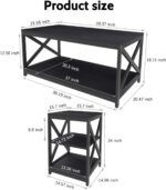 Bigbiglife Living Room Coffee Table Set of 3, Industrial X-Design Coffee Table and 2 End Side Tables, 3 Piece Living Room Table Set with Large Storage for Apartment Home (Black) - Image 4