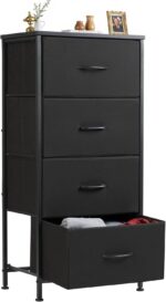 Sweetcrispy Nightstand Small Bedroom Dresser with 4 Fabric Drawers, Bed Side Furniture End Table, Wooden Top Cabinet Night Stand Dresser for Closet, Entryway, Dorm, Black - Image 2