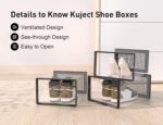 Kuject X-Large Shoe Storage Boxes Organizers Clear Plastic Stackable 12 Pack, Shoe Rack & Holder Substitute, Sneaker Containers, Toy Storage Organizer Bins for Entryway, Closet, Under Bed, Black - Image 7