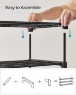 SONGMICS Shoe Rack, 3-Tier Shoe Organizer, Metal Storage Shelf, Upright or Upside Down, for 16-20 Pairs, Stackable, for Entryway, 11.8 x 36.2 x 21.7 Inches, Black ULSA303B02 - Image 8