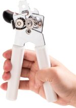 Can Opener Manual, Can Openers Hand Held with Comfort Anti-Slip Handles, Heavy Duty Stainless Steel Can Opener Smooth Edge and Bottle Openers, Easy Turn Can Openers for Seniors, Kitchen, White - Image 2