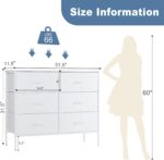 DUMOS TV Stand for Living Room, Dresser for Bedroom Chest of Dresser with 6 Fabric Drawers Storage Organizers Units, Nightstand for Bed - Image 3